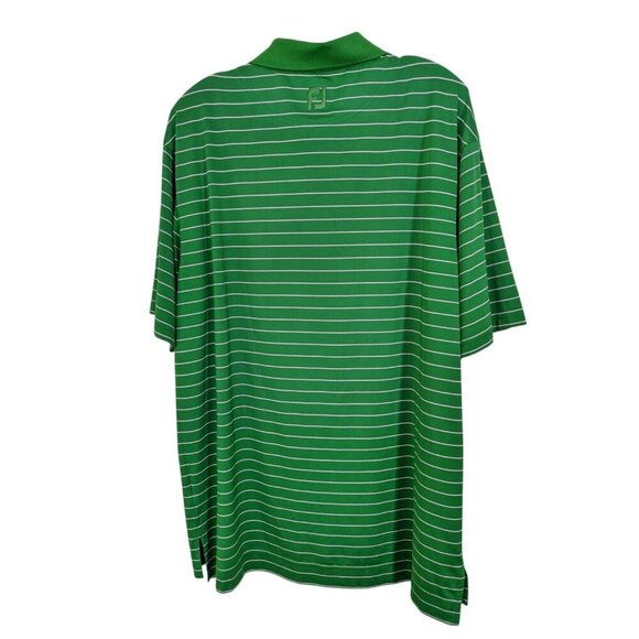FootJoy Mens Shirt Large Green White Striped Active Polo Golf - Picture 2 of 5